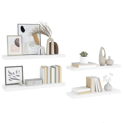 Scaffali a Parete 4 pz Bianco Lucido 23x23,5x3,8 cm in MDF | homemem39