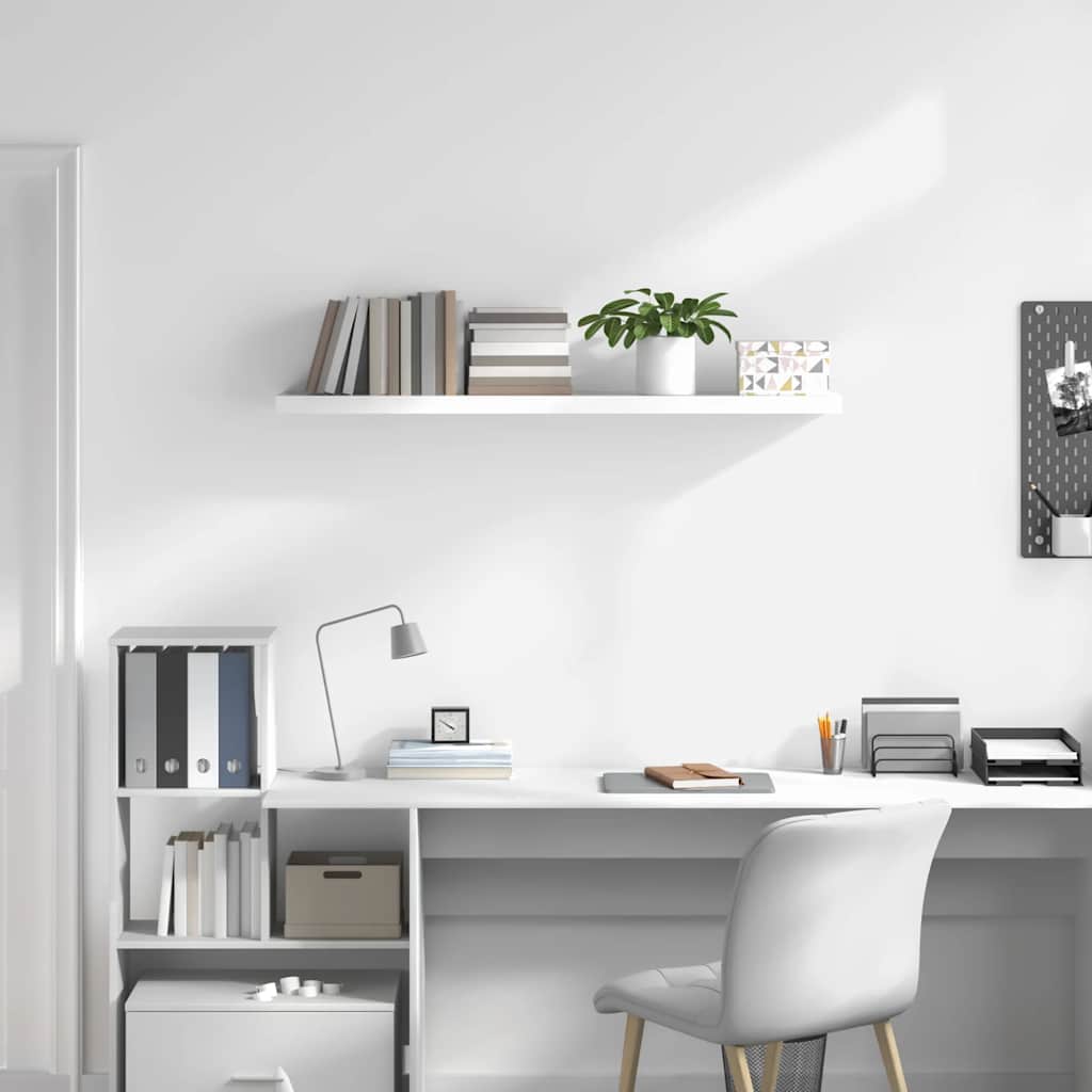 Scaffale a Parete Bianco Lucido 120x23,5x3,8 cm in MDF | homemem39