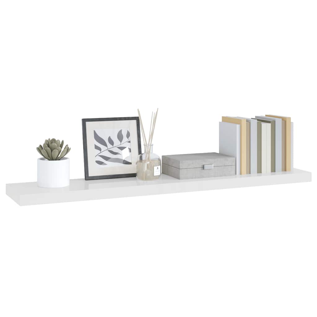 Scaffale a Parete Bianco Lucido 120x23,5x3,8 cm in MDF | homemem39
