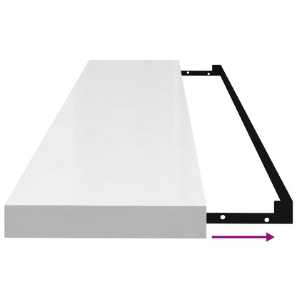 Scaffale a Parete Bianco Lucido 120x23,5x3,8 cm in MDF | homemem39