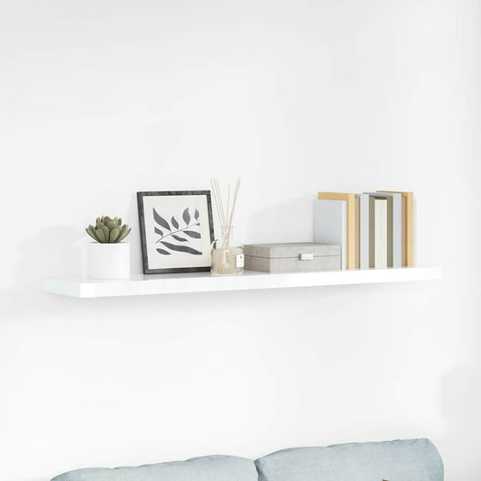 Scaffale a Parete Bianco Lucido 120x23,5x3,8 cm in MDF | homemem39