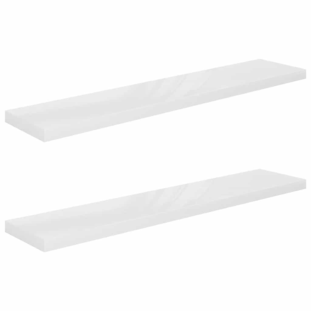 Scaffali a Parete 2 pz Bianco Lucido 120x23,5x3,8 cm in MDF | homemem39