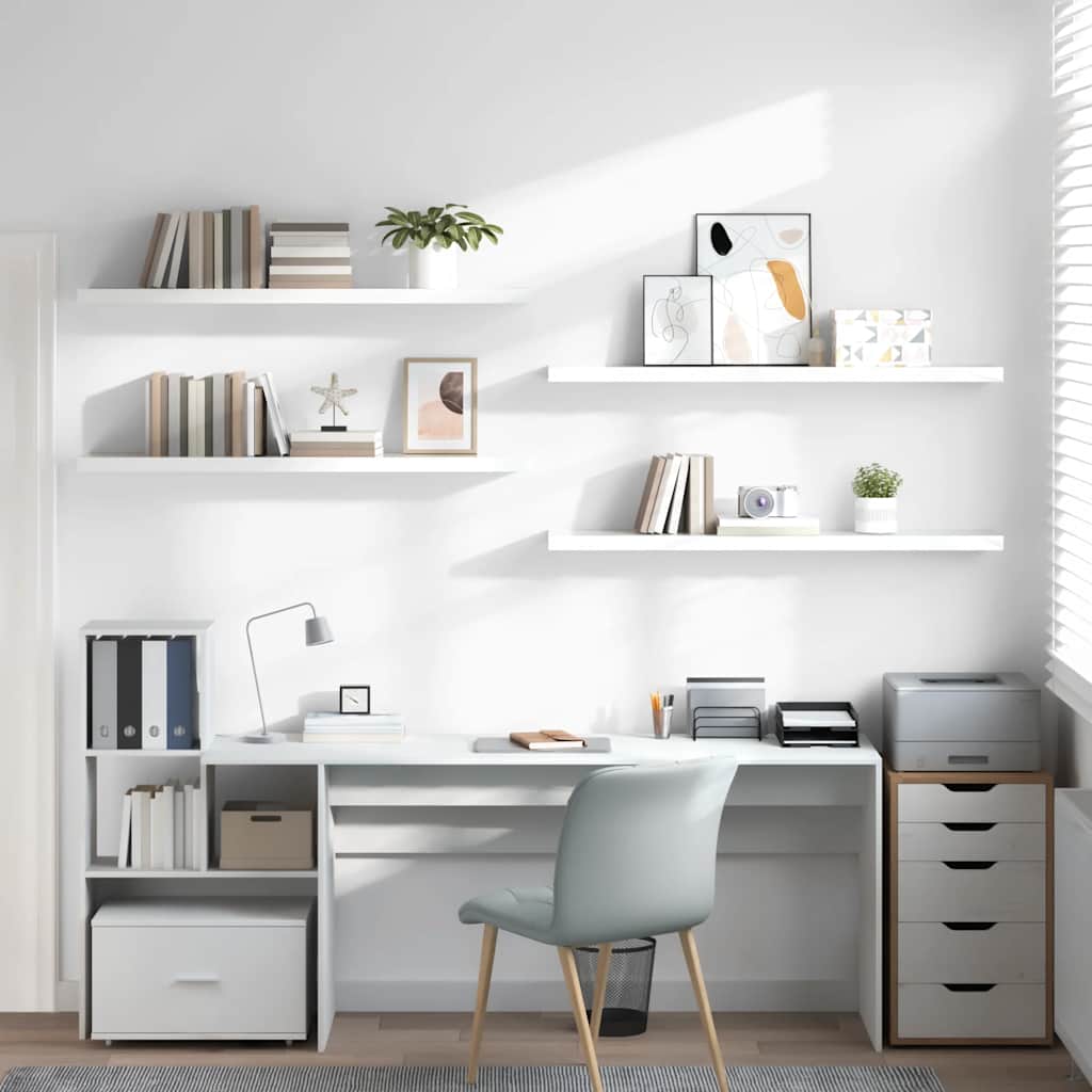 Scaffali a Parete 4 pz Bianco Lucido 120x23,5x3,8 cm in MDF | homemem39