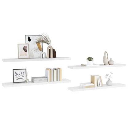 Scaffali a Parete 4 pz Bianco Lucido 120x23,5x3,8 cm in MDF | homemem39