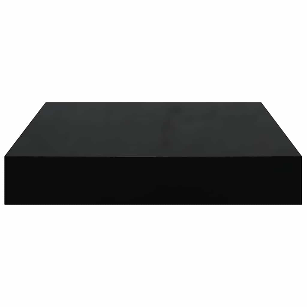 Scaffali a Parete 2 pz Nero Lucido 23x23,5x3,8 cm in MDF