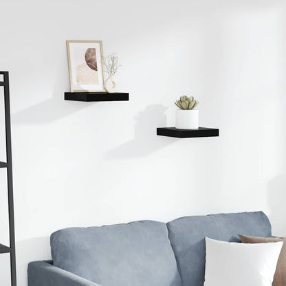 Scaffali a Parete 2 pz Nero Lucido 23x23,5x3,8 cm in MDF | homemem39