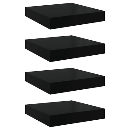 Scaffali a Parete 4 pz Nero Lucido 23x23,5x3,8 cm in MDF | homemem39