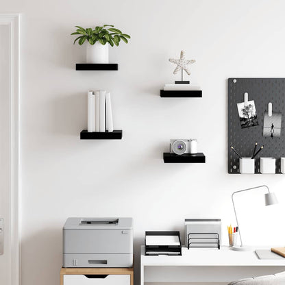 Scaffali a Parete 4 pz Nero Lucido 23x23,5x3,8 cm in MDF | homemem39