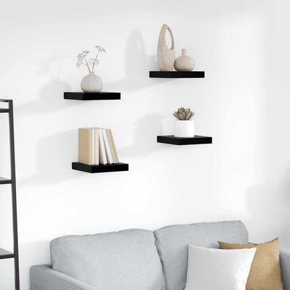 Scaffali a Parete 4 pz Nero Lucido 23x23,5x3,8 cm in MDF | homemem39