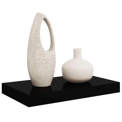 Scaffale a Parete Nero Lucido 40x23,5x3,8 cm in MDF | homemem39