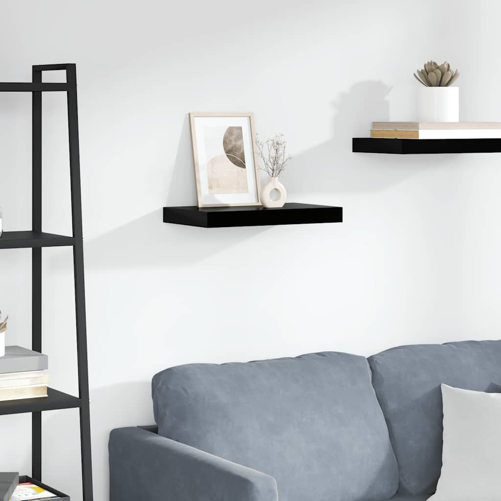 Scaffale a Parete Nero Lucido 40x23,5x3,8 cm in MDF | homemem39