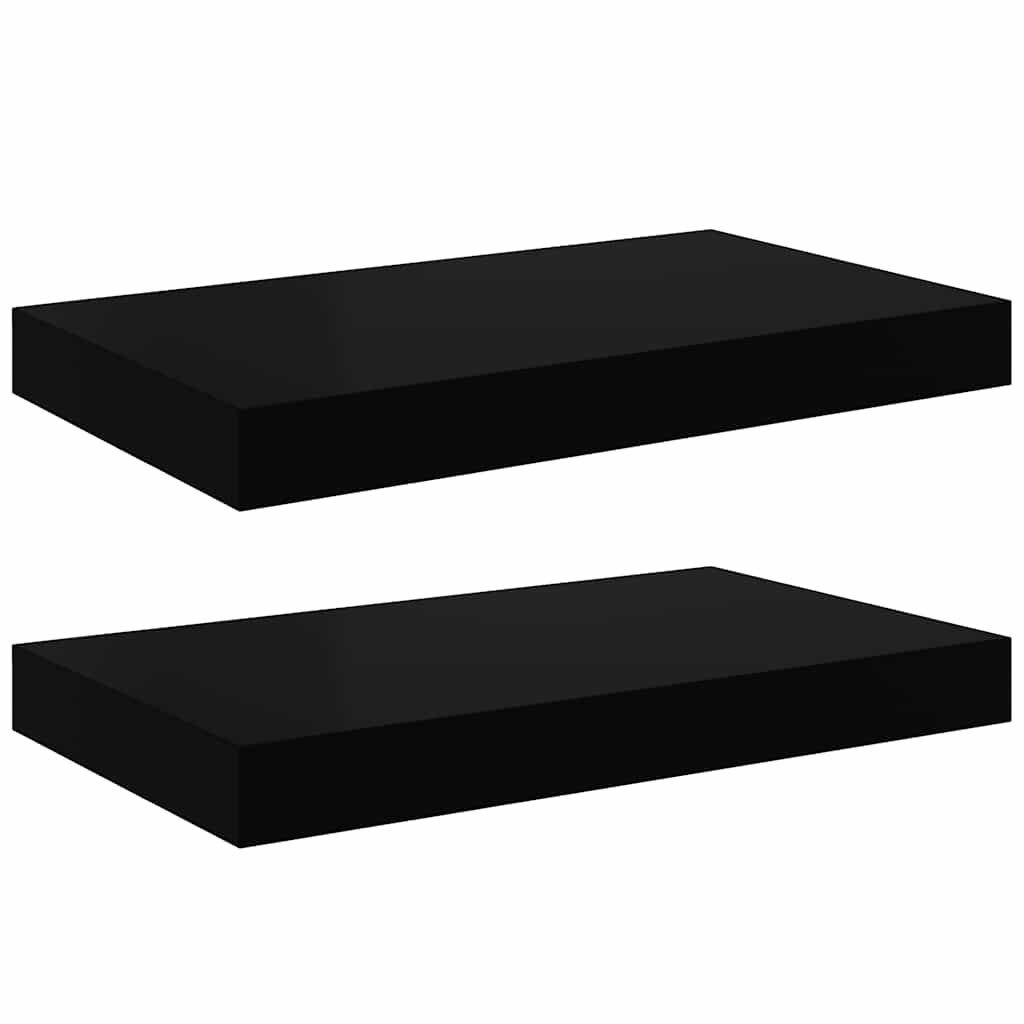 Scaffali a Parete 2 pz Nero Lucido 40x23,5x3,8 cm in MDF | homemem39