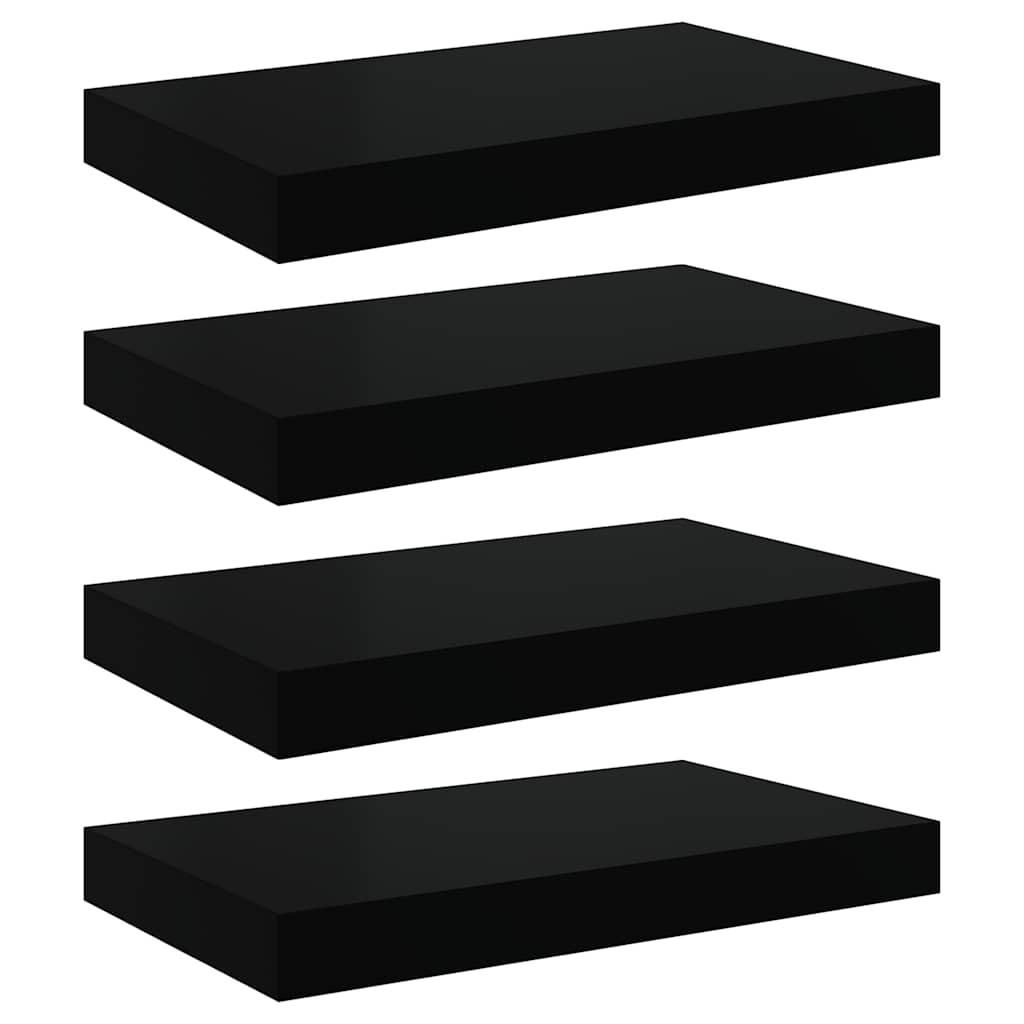 Scaffali a Parete 4 pz Nero Lucido 40x23,5x3,8 cm in MDF | homemem39