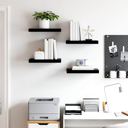 Scaffali a Parete 4 pz Nero Lucido 40x23,5x3,8 cm in MDF | homemem39