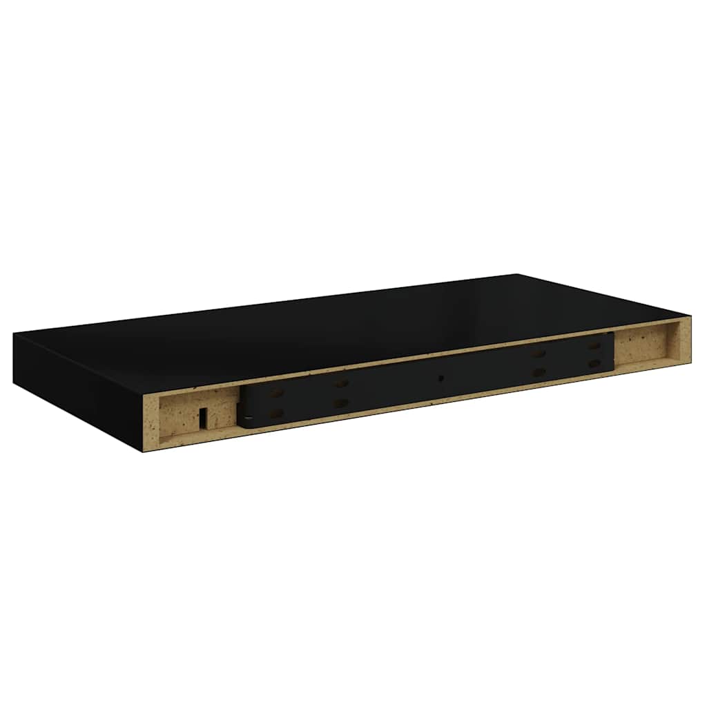 Scaffale a Parete Nero Lucido 50x23,5x3,8 cm in MDF | homemem39