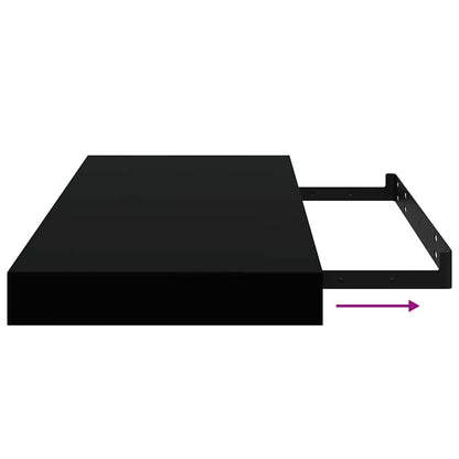 Scaffale a Parete Nero Lucido 50x23,5x3,8 cm in MDF | homemem39