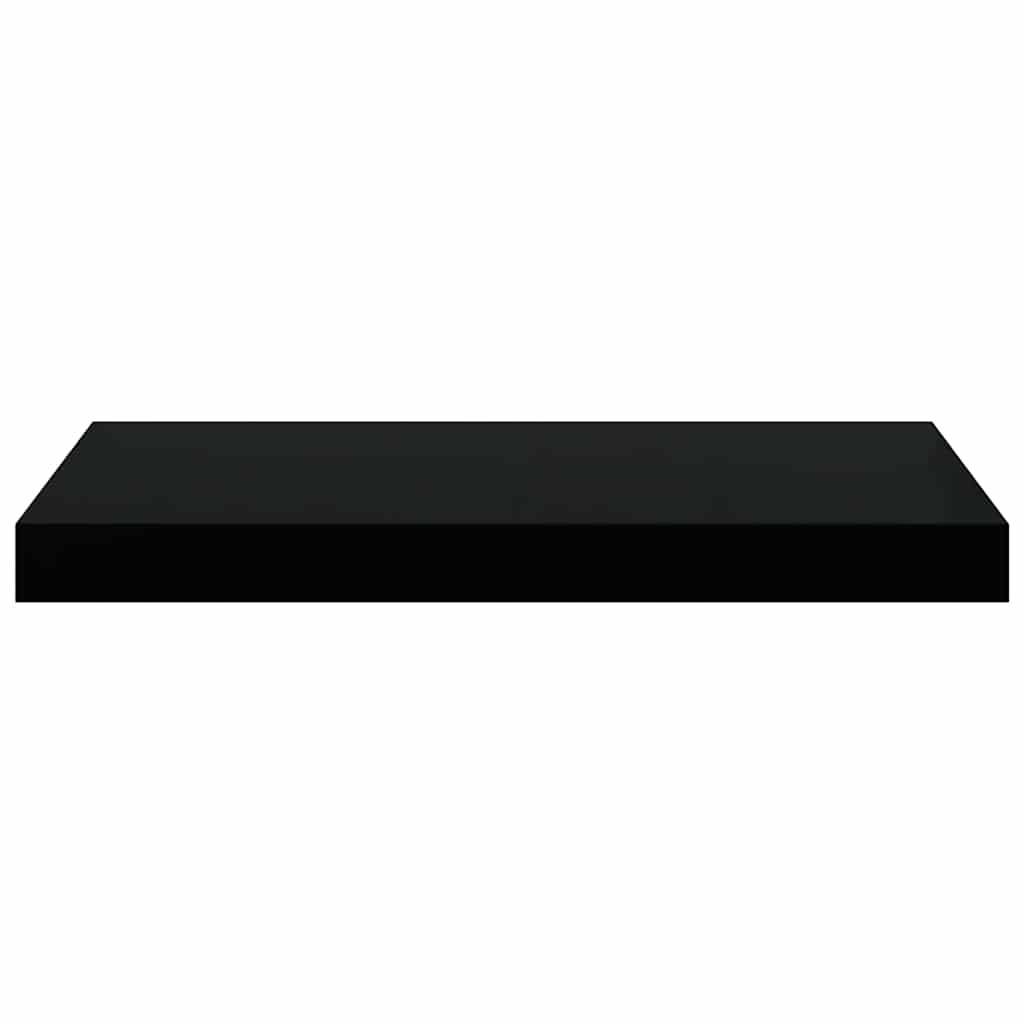 Scaffali a Parete 2 pz Nero Lucido 50x23,5x3,8 cm in MDF