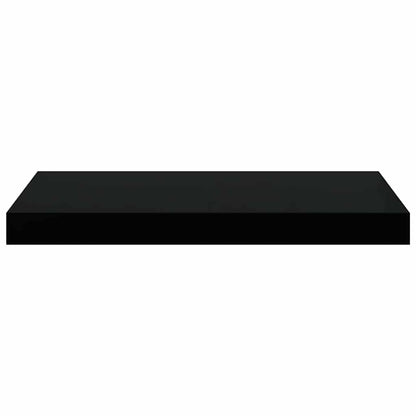 Scaffali a Parete 2 pz Nero Lucido 50x23,5x3,8 cm in MDF