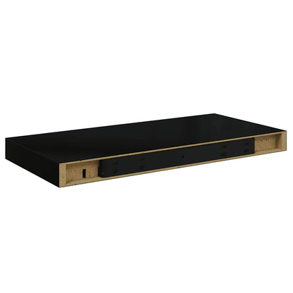 Scaffali a Parete 2 pz Nero Lucido 50x23,5x3,8 cm in MDF | homemem39