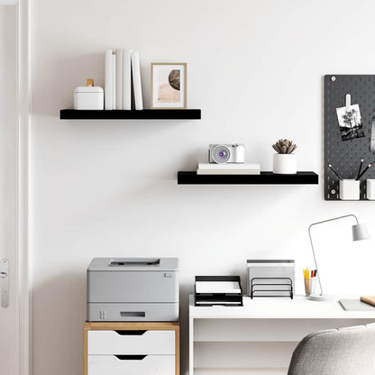 Scaffali a Parete 2 pz Nero Lucido 60x23,5x3,8 cm in MDF | homemem39