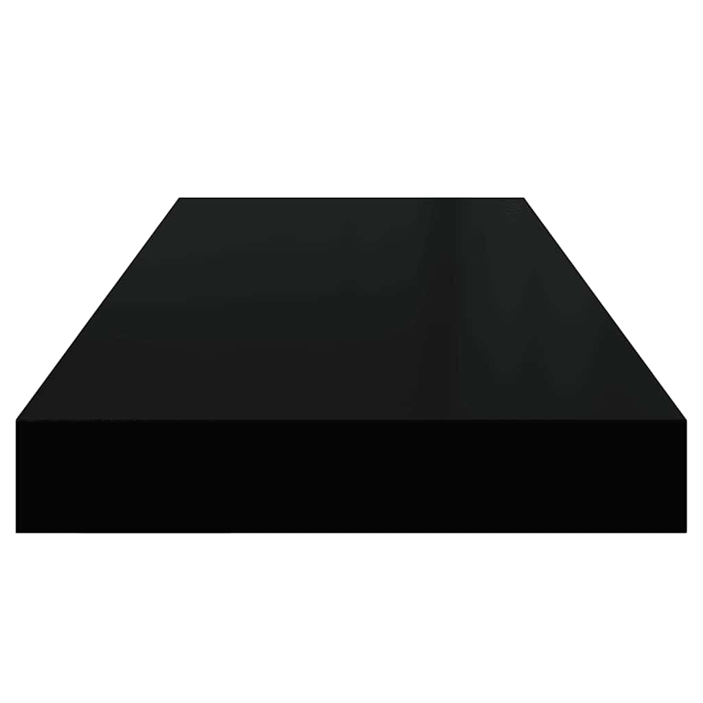 Scaffali a Parete 2 pz Nero Lucido 60x23,5x3,8 cm in MDF | homemem39