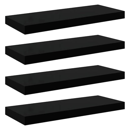 Scaffali a Parete 4 pz Nero Lucido 60x23,5x3,8 cm in MDF | homemem39