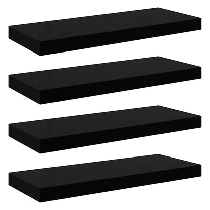 Scaffali a Parete 4 pz Nero Lucido 60x23,5x3,8 cm in MDF