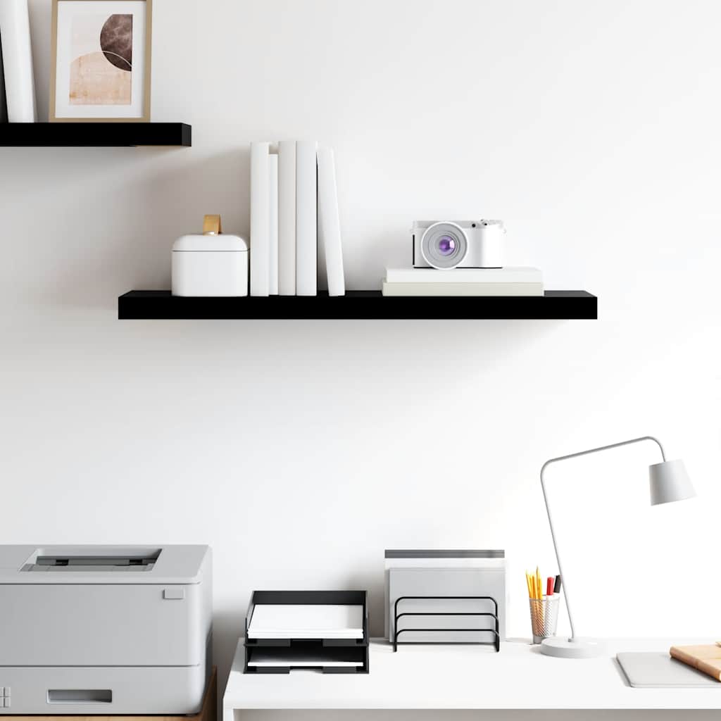 Scaffale a Parete Nero Lucido 80x23,5x3,8 cm in MDF | homemem39