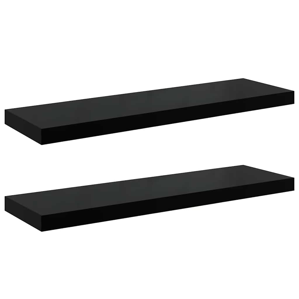 Scaffali a Parete 2 pz Nero Lucido 80x23,5x3,8 cm in MDF - homemem39