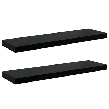 Scaffali a Parete 2 pz Nero Lucido 80x23,5x3,8 cm in MDF