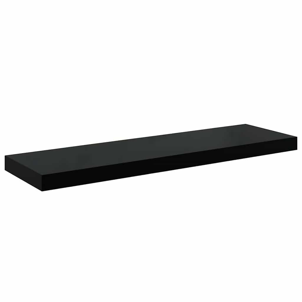 Scaffali a Parete 2 pz Nero Lucido 80x23,5x3,8 cm in MDF