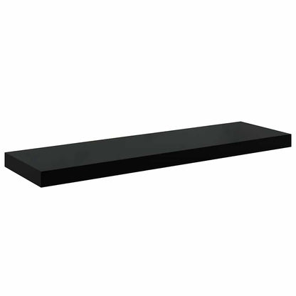 Scaffali a Parete 2 pz Nero Lucido 80x23,5x3,8 cm in MDF