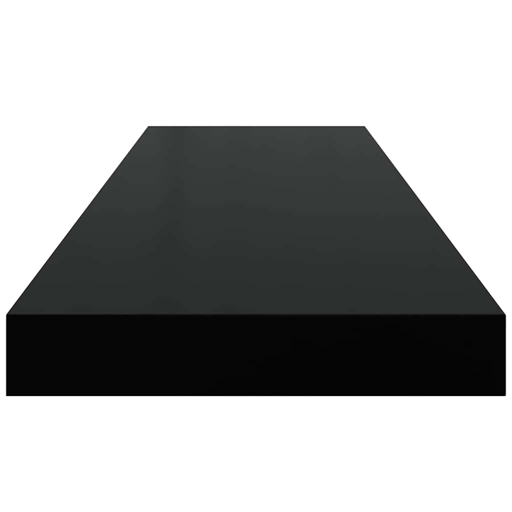 Scaffali a Parete 2 pz Nero Lucido 80x23,5x3,8 cm in MDF