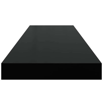 Scaffali a Parete 2 pz Nero Lucido 80x23,5x3,8 cm in MDF