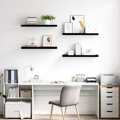 Scaffali a Parete 4 pz Nero Lucido 80x23,5x3,8 cm in MDF | homemem39