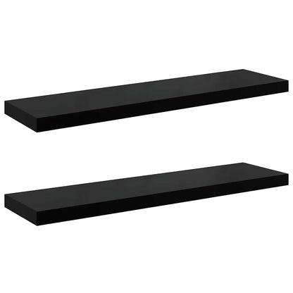 Scaffali a Parete 2 pz Nero Lucido 90x23,5x3,8 cm in MDF | homemem39