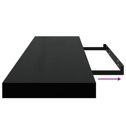 Scaffali a Parete 2 pz Nero Lucido 90x23,5x3,8 cm in MDF | homemem39