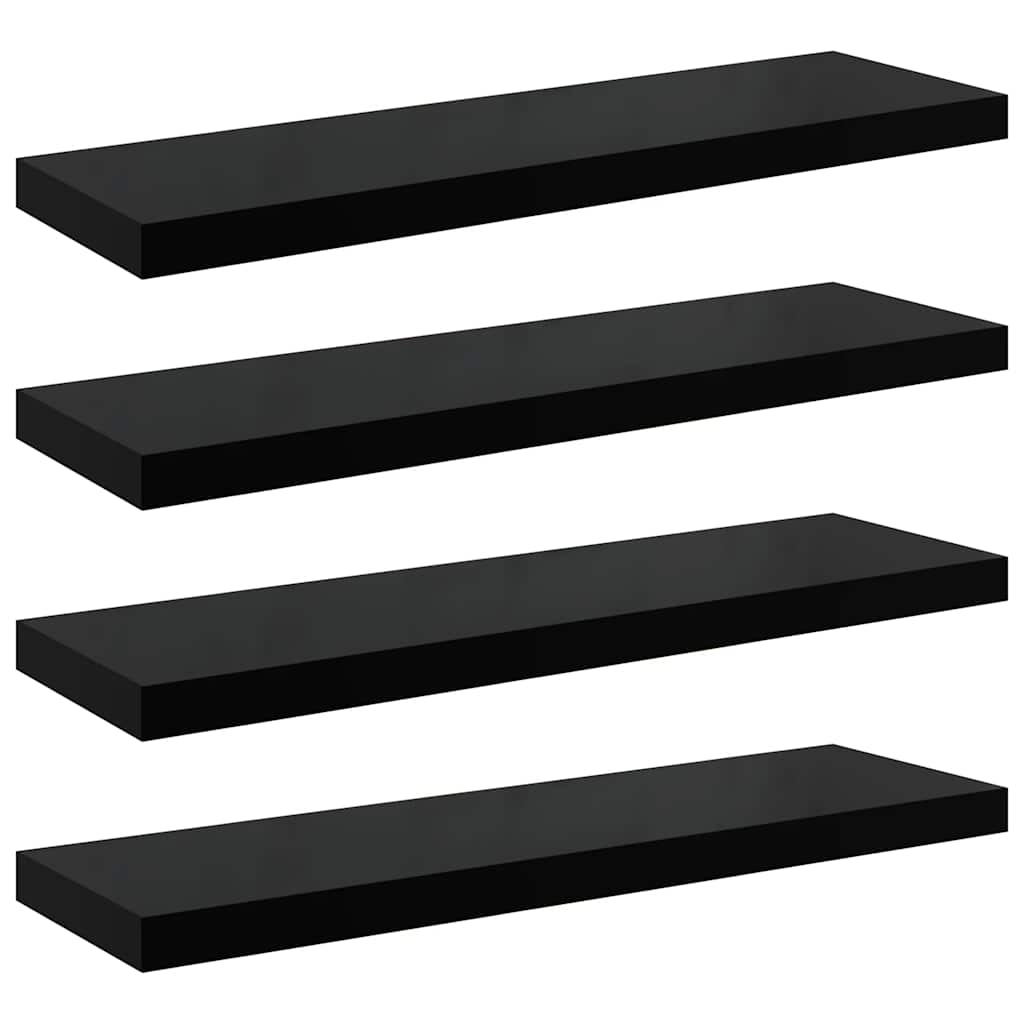 Scaffali a Parete 4 pz Nero Lucido 90x23,5x3,8 cm in MDF | homemem39