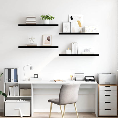 Scaffali a Parete 4 pz Nero Lucido 90x23,5x3,8 cm in MDF | homemem39