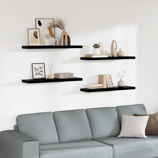 Scaffali a Parete 4 pz Nero Lucido 90x23,5x3,8 cm in MDF | homemem39