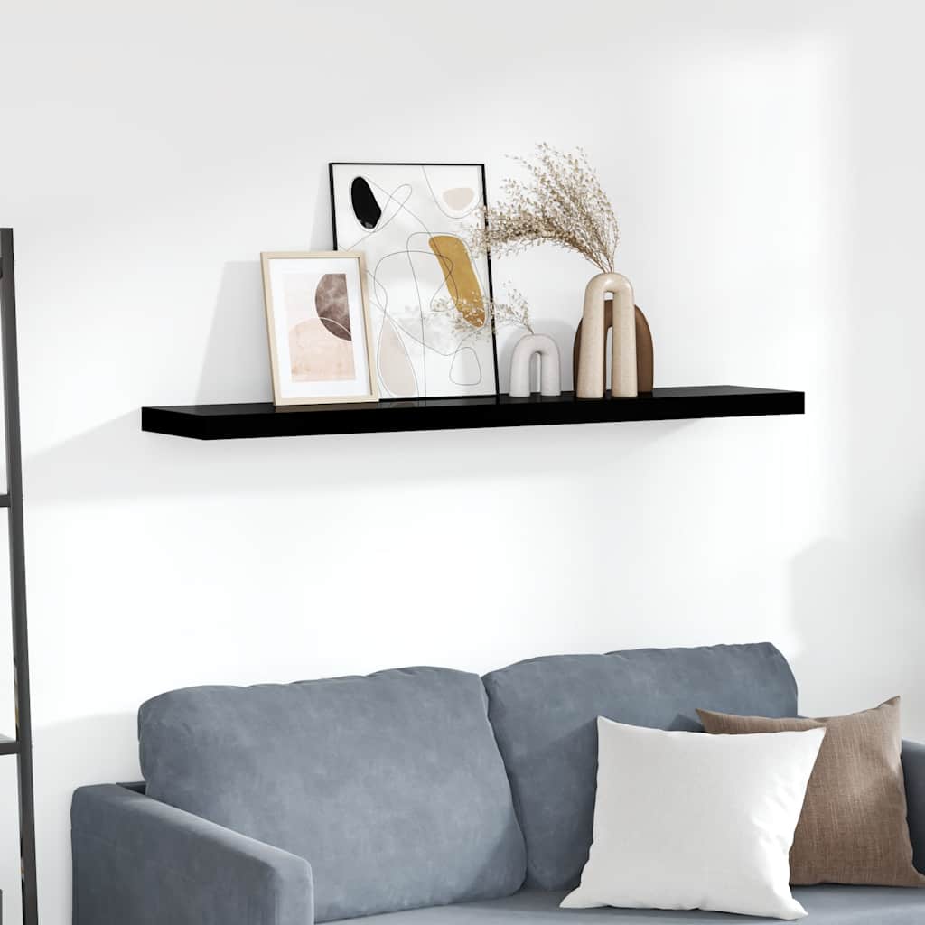 Scaffale a Parete Nero Lucido 120x23,5x3,8 cm in MDF | homemem39