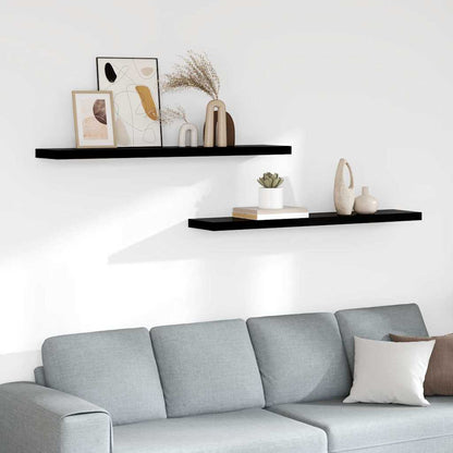 Scaffali a Parete 2 pz Nero Lucido 120x23,5x3,8 cm in MDF
