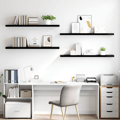 Scaffali a Parete 4 pz Nero Lucido 120x23,5x3,8 cm in MDF | homemem39