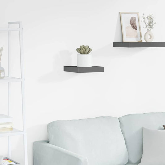 Scaffale a Parete Grigio Lucido 23x23,5x3,8 cm in MDF | homemem39