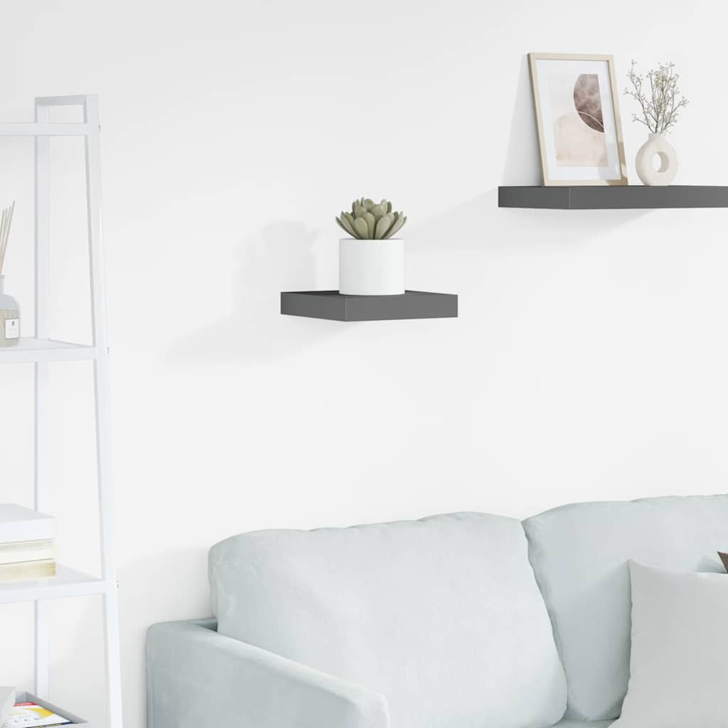 Scaffale a Parete Grigio Lucido 23x23,5x3,8 cm in MDF