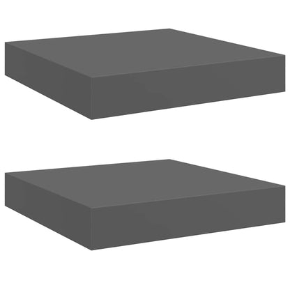 Scaffali a Parete 2 pz Grigio Lucido 23x23,5x3,8 cm in MDF