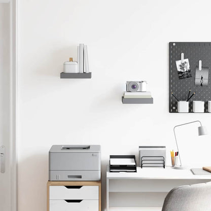 Scaffali a Parete 2 pz Grigio Lucido 23x23,5x3,8 cm in MDF | homemem39