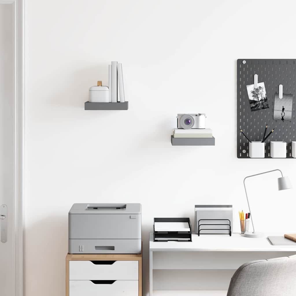 Scaffali a Parete 2 pz Grigio Lucido 23x23,5x3,8 cm in MDF
