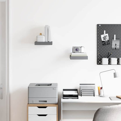 Scaffali a Parete 2 pz Grigio Lucido 23x23,5x3,8 cm in MDF