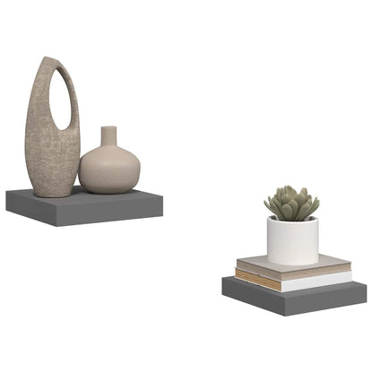 Scaffali a Parete 2 pz Grigio Lucido 23x23,5x3,8 cm in MDF | homemem39